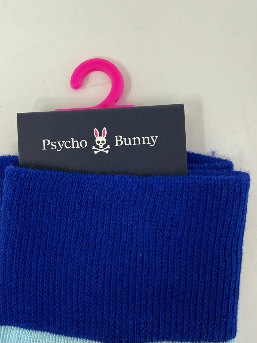 Psycho Bunny Men’s 2 pair Repeating Logo Pima Cotton Blend Socks purple blue NWT